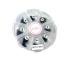 Loose premade fans mix sizes box