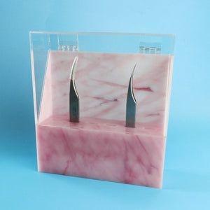 Pink marble tweezer holder